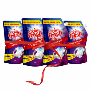 STANFRESH LIQUID DETERGENT & SOFTENER -1 LTR–POUCH (Single, Pack of 4) - Stanvac Prime