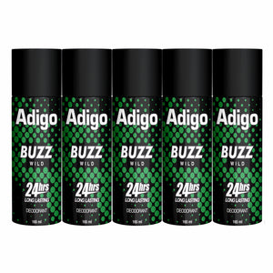 Adigo Buzz Wild 24hrs Long Lasting Deodorant 165ml(Pack Of 5)