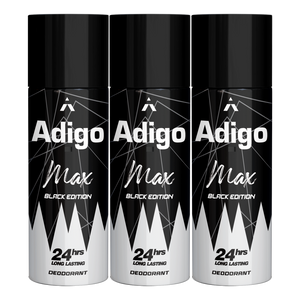 Adigo Max Black Edition Deodorant 165ml(Pack Of 3)