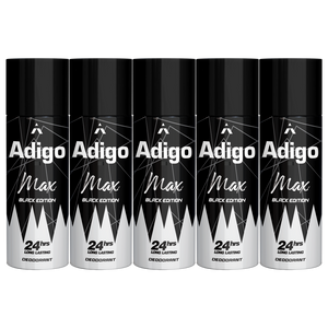 Adigo Max Black Edition Deodorant 165ml(Pack Of 5)