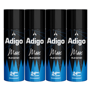 Adigo Max Blue Edition Deodorant 165ml(Pack Of 4)