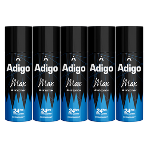 Adigo Max Blue Edition Deodorant 165ml(Pack Of 5)