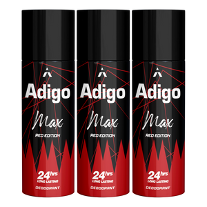 Adigo Max Red Edition Deodorant 165ml(Pack Of 3)